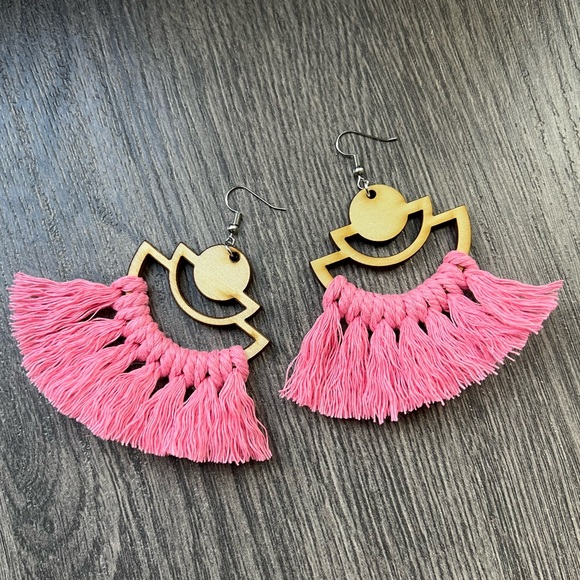 Pink Tassel Earrings - Picture 1 of 1